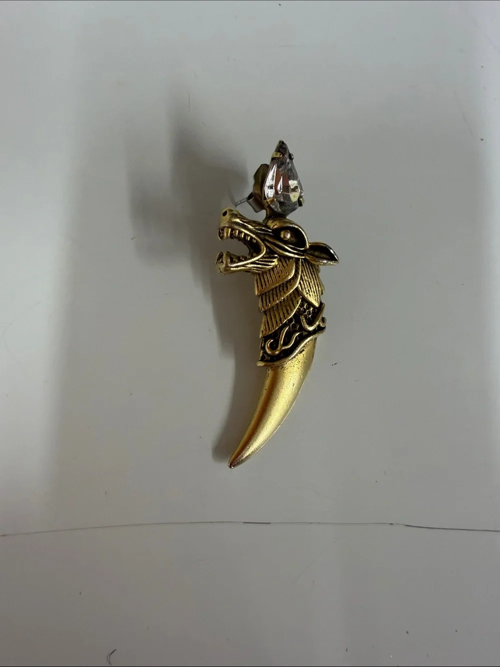 Gold Dragon Claw Terrarium Accent with Clear Crystal